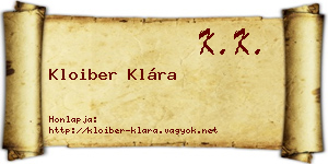 Kloiber Klára névjegykártya